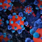 na zdjęciu znajduje się grafika przedstawiająca wirus HIV